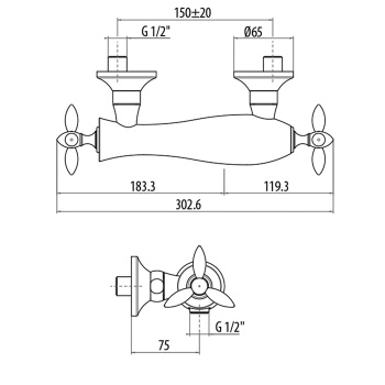 Смеситель для душа Gattoni Timor выпуск снизу, хром 1807518C0cr