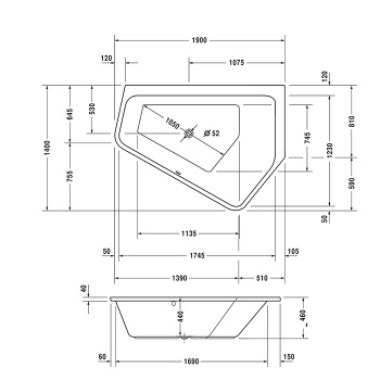 Акриловая ванна Duravit Paiova 190x140 700393000000000