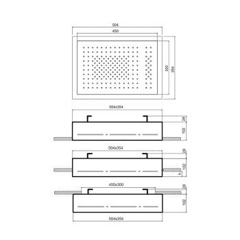 Верхний душ Fantini Acquafit 35х35см потолочный, 50х35см, 2 потока, встр.часть в компл., хром 79 38 K022
