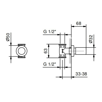 Запорный вентиль Fantini Nostromo 1/2", хром 41 02 4035B