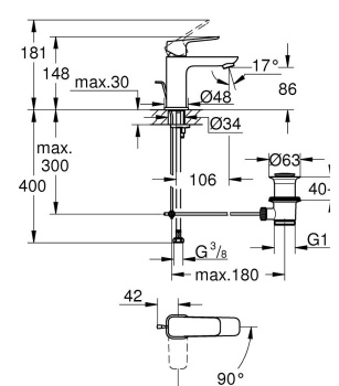 Смеситель для раковины Grohe Cubeo 1017300000