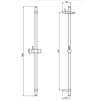 Душевая штанга Fima Carlo Frattini Saliscendi с держателем для ручного душа, чёрный матовый F2150/1NS