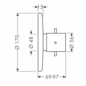 Axor Starck Встраиваемый термостат для душа, с запорным вентилем, внешняя часть, цвет: хром 10710000