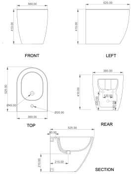 Биде приставное GSG Ceramic Design Like LKBI01000 белый глянцевый