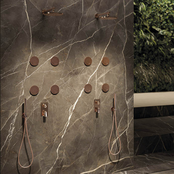 Ручной душ Newform X-steel 316 кронштейн-уголок 1/2, шланг 150 см, PVD Brushed copper bronze 69645X.59.067