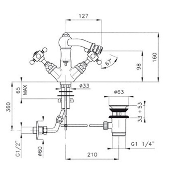 Смеситель для биде с поворотным изливом Nicolazzi Half Dome Crystal на 1 отверствие, излив: 127 мм, хром 1434CR93