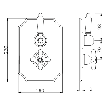 Внешняя часть термостатического смесителя с переключателем Cisal Arcana Toscana золото/белый TS00728024