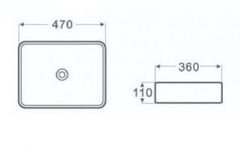 Раковина накладная Nofer прямоугольная 470x360x110 мм QTRO47 23584 мрамор чёрный