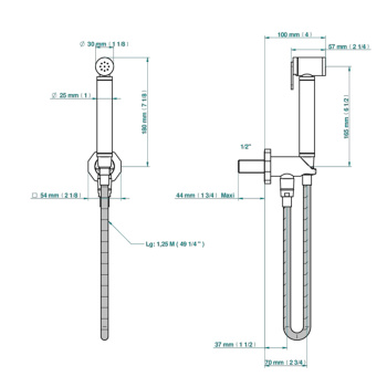 Гигиенический душ THG Les Ondes G8A-C01-5840/9 matt nickel