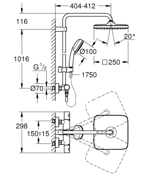Душевая стойка Grohe Tempesta Cosmopolitan 26689000, хром