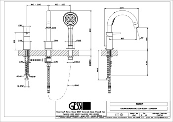Смеситель для ванны Gessi Emporio Via tortona 18637.149 Finox Brushed Nickel