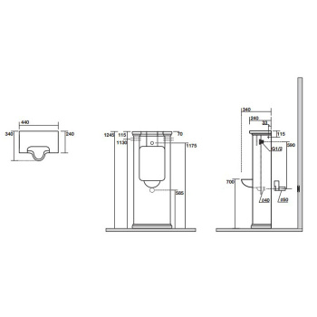 Писсуар напольный с сифоном и комплектом крепежей Kerasan Waldorf белый 413101