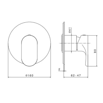 Встроенный однорычажный смеситель OLE для душа Kerama Marazzi на 1 источник хром 69475EKM.21.018