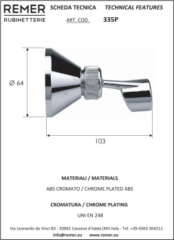 Держатель ручного душа Remer на шарнире (пластик) 335P