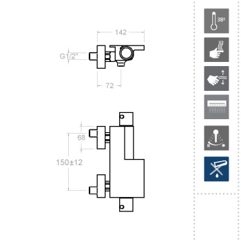 Смеситель термостатический Ramonsoler Arola для ванны с каскадным изливом 2639S