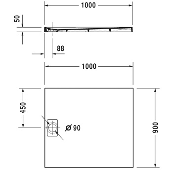 DURAVIT STONETTO Поддон для душа прямоугольный 1000х900х50 мм., DuraSolid® Q, цвет белый