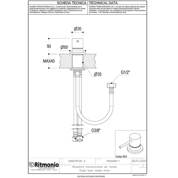 Смеситель для раковины Ritmonio Diametro35 S PR52AW211BLX черный