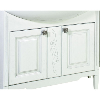 Тумба под раковину ASB-Woodline Модена 85см белая с серебряной патиной 9130