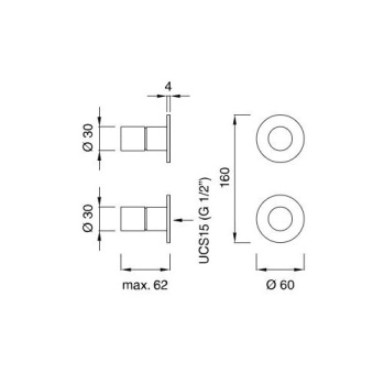 Смеситель для душа CЕА Design Cartesio CAR 60 L с термостатом сталь