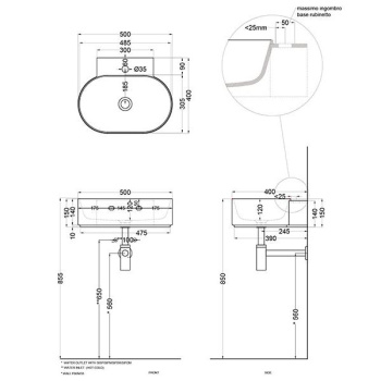 Раковина подвесная Cielo Mare MRLS50 CO 50 см красный