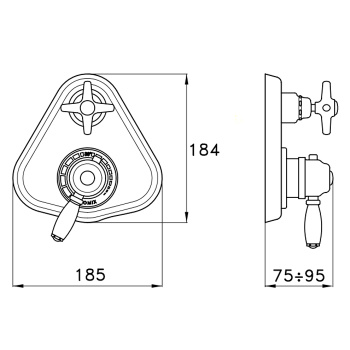 Внешняя часть встраиваемого термостатического смесителя для душа Stella Italica IS3294 P.V. с переключателем на 2 выхода, хром IT06012CR00