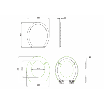Сиденье для унитаза Burlington Arcade ARCS44 NKL зеленый