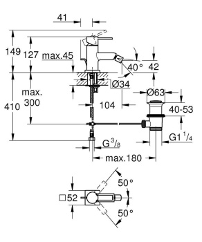 Смеситель однорычажный для биде, GROHE Allure, M-Size, хром, 32147000