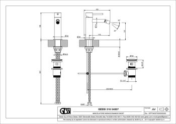 Смеситель для биде Gessi Gessi316 54007.727 Brass Brushed PVD