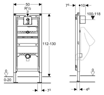 Система инсталляции для писсуаров Geberit Duofix 111.686.00.2