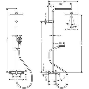 HG Vernis Sh Showerpipe 240 для ванны цвет матовый черный