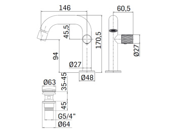 Cмеситель для биде Mamoli TUTTODUNPEZZO 57100000005A