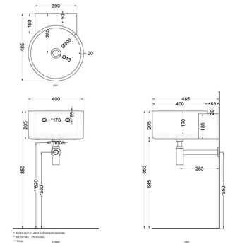 Раковина подвесная Cielo Sella SELSSF BA 40 см черный