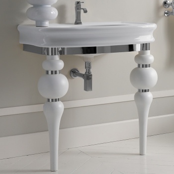 3SC Сonsolle VIA VENETO Консоль с раковиной LANTE 90 см,цвет белый глянец, в комплекте с сифоном, напольная, цвет консоли белый матовый/хром VV3090SL