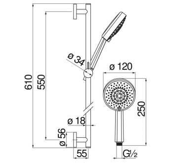 Душевой гарнитур Nobili AD140/54FLP черный
