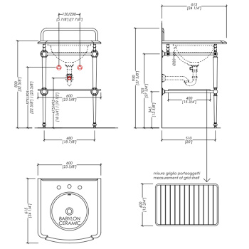 Консоль со столешницей из мрамора серый графит Devon&Devon Sound 600х580хH955 мм металлическая структура с полочкой решеткой хром без раковины DESOUNDGRAFCR