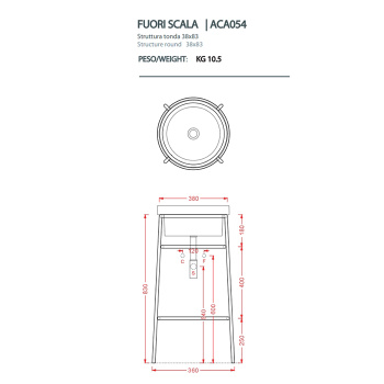 Металическая структура с раковиной Artceram FUORI SCALA 38хh83, без отв под смеситель, Fuori Scala 40, напольная, белый матовый/черный матовый TFL032 17 00
