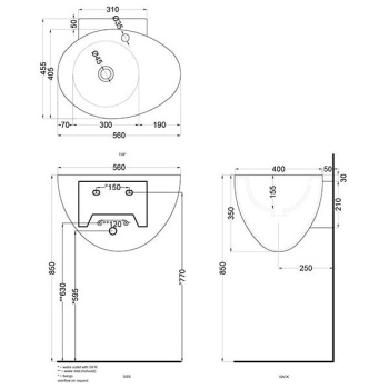 Раковина подвесная Cielo Le Giare LGLS56 PL 56 см голубой