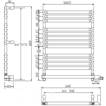 Полотенцесушитель электрический Margaroli Sereno 2564560WHB 90x64 правый белый