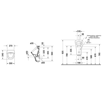 Duravit DuraStyle Писсуар электронный от сети  300х340 мм,подача воды сзади, с вытяжкой. с креплением,  цвет белый