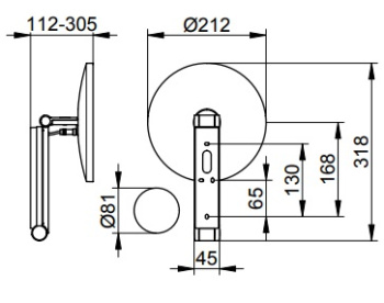 Косметическое зеркало с подсветкой Keuco Ilook_move 21 17612359002 увеличение х5, титан чёрный шлифованный