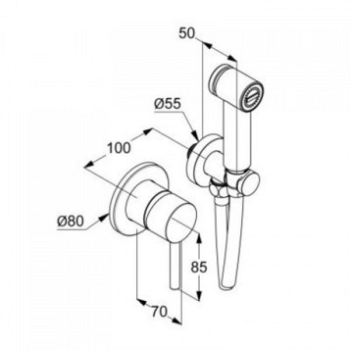 KLUDI BOZZ Душ гигиенический 1 вид струи, комплект, цвет: хром