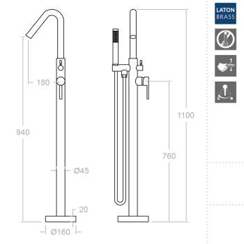 Смеситель для ванны Ramonsoler Drako напольный 338503S