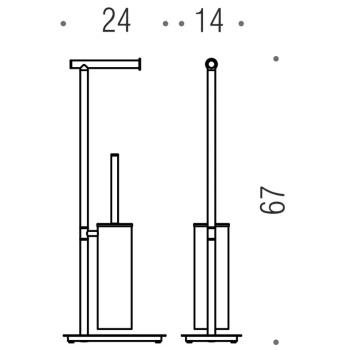 Стойка напольная с держателем туалетной бумаги и ершиком Colombo Square PVD нержавеющая сталь B9907.HPS1