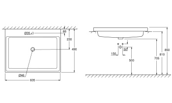 Раковина GROHE Cube Ceramic, полувстраиваемая 60 см, альпин-белый 3947900H