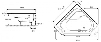 Акриловая ванна Jacob Delafon Bain-Douche 145x145 E6221RU-00