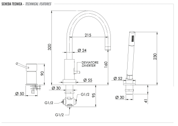 Смеситель для ванны Remer Minimal N072NO, черный матовый