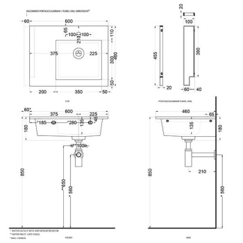 Раковина подвесная Cielo Era ERLA60DX PL 60 см правая голубой