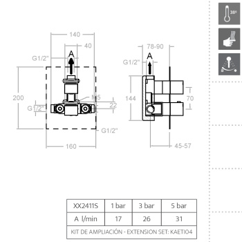 Смеситель для душа Ramonsoler Kuatro встраиваемый термостатический на 1 выход 472411S