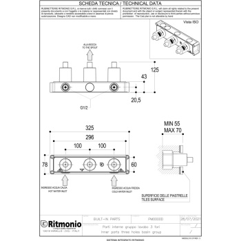 Внутренняя часть универсальная Ritmonio Built-in kit на 3 отверстия PM0000D