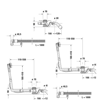 DURAVIT Слив-перелив для ванн, квадратно-овальный,  цвет хром